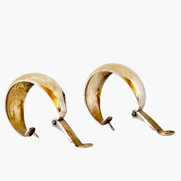 Silver-tone Hoop Earrings Leverback for Pierced Ears - Picture 4 of 13